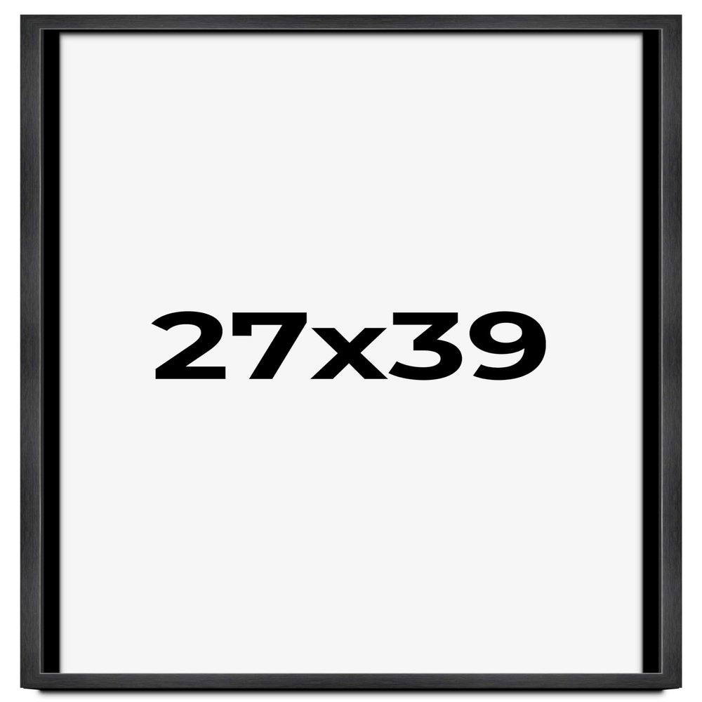 27x39 Shadow Box Charcoal Black Frame Display Case Solid Wood Shadowbox | 1" Inch Deep | with UV Acrylic Plexiglass, Backing & Hanging Hardware