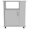 FM FURNITURE Clayton Microwave Cabinet with 3 Open Side Shelves, Cabinet, and Caster Wheels, White view 1