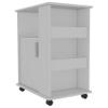 FM FURNITURE Clayton Microwave Cabinet with 3 Open Side Shelves, Cabinet, and Caster Wheels, White view 3