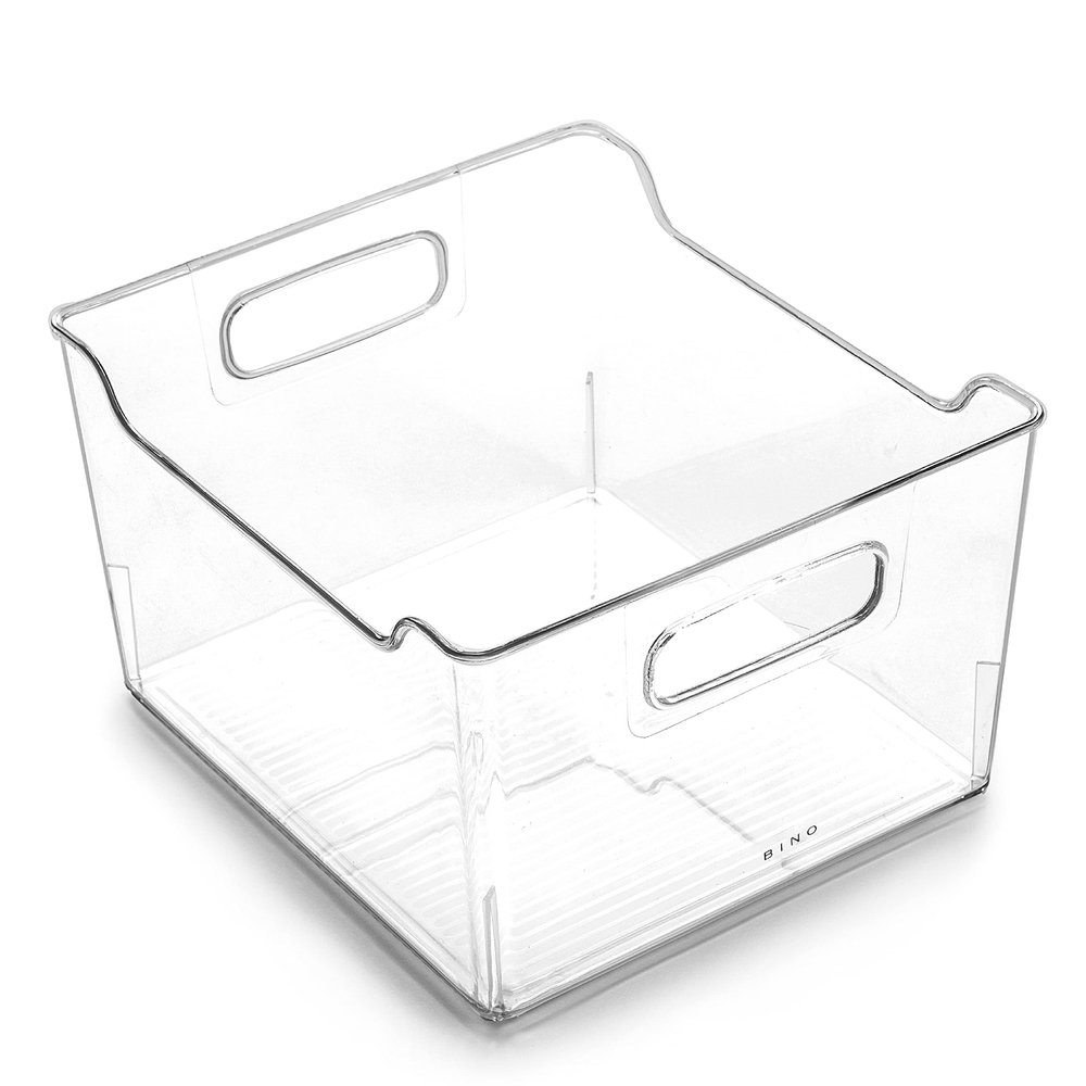 BINO Plastic Storage Bins - 12 Pack - THE LODGE COLLECTION - Multi-Use Organizer Bins - Built-In Handles - BPA-Free - Pantry & Home Organization - Fridge & Freezer Organizer