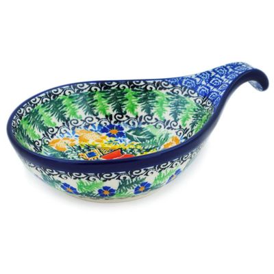 Polmedia Polish Pottery Condiment Dish UNIKAT - Cabin Meadow Pattern Handmade in Boleslawiec Poland by Ceramika Artystyczna + Certificate of Authenticity
