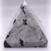 3.7" 1.77LBs White Rainbow Moonstone w/Black Tourmaline Inclusions Pyramid Polished Natural Feldspar Gemstone Crystal Mineral Specimen - India + One Polished Clear Quartz Cabochon view 4