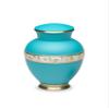 Adult Cremation Urn for Human Ashes - Matte Turquoise Brass Cremation Urn with Mother of Pearl Band - Adult Size - Matte Turquoise - 200 cu. in. view 1