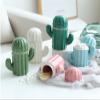 Ceramic Decorative Toothpick Holder Blue Cactus Shaped Toothpick Dispenser Ceramic Cotton Swab Container for Holiday Party Table Decoration view 3