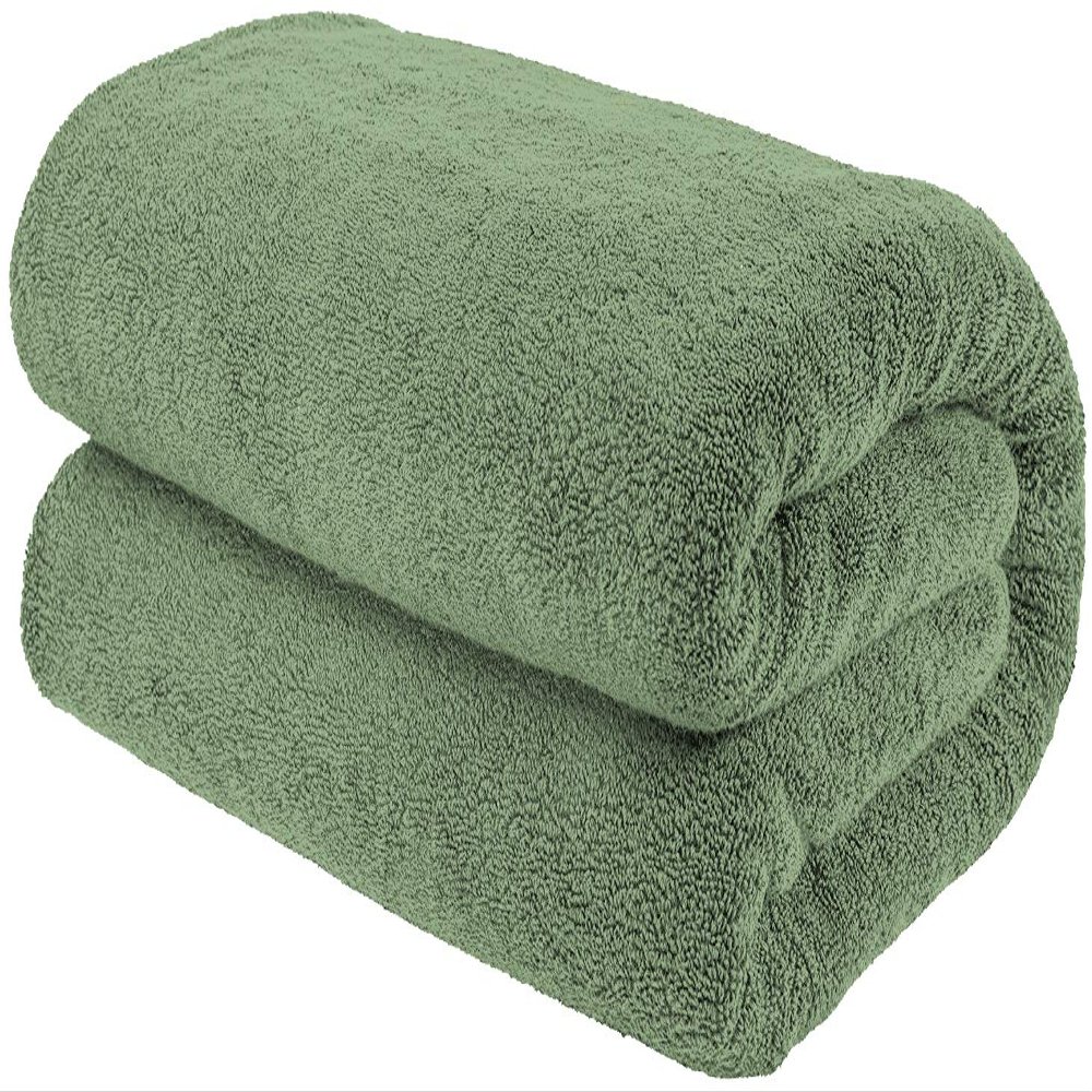 100% Cotton Oversized 40x80 Bath Sheet, Turkish Bath Towels for Bathroom Extra Large, Sage Green Bath Sheet