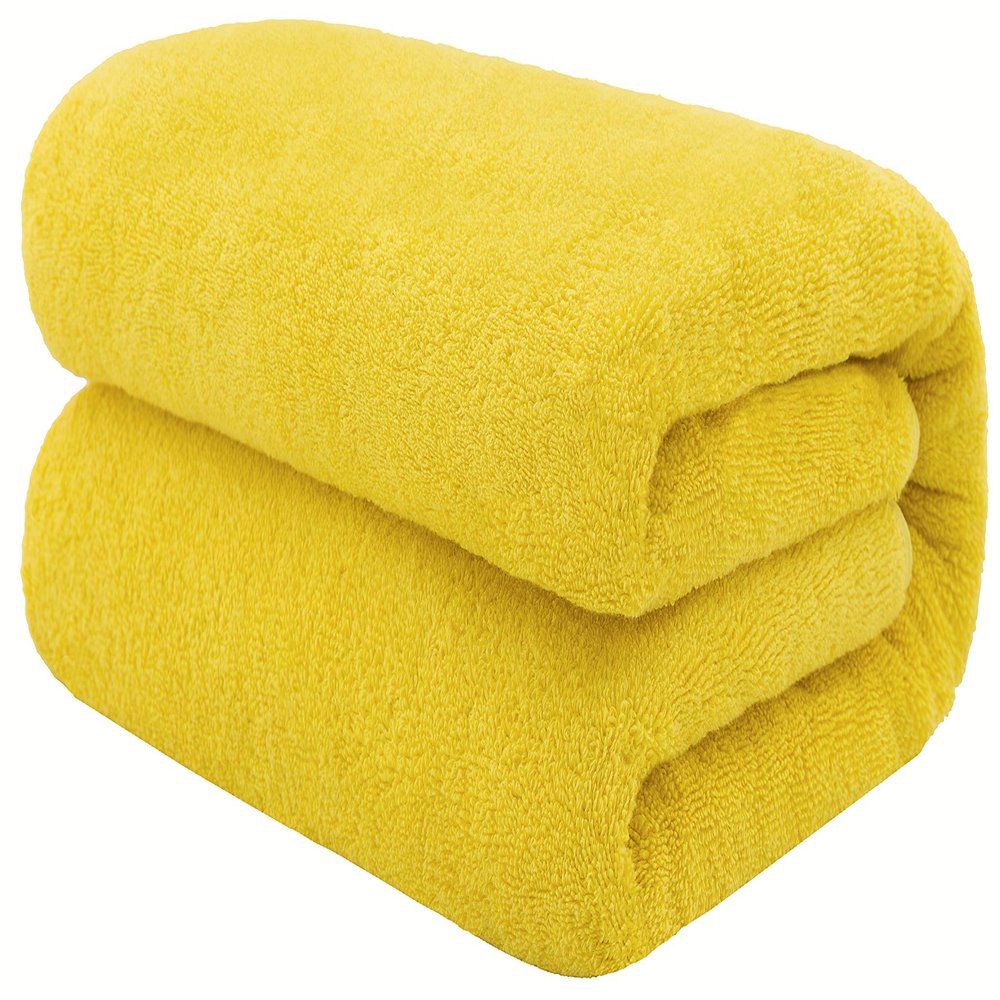 100% Cotton Oversized 40x80 Bath Sheet, Turkish Bath Towels for Bathroom Extra Large, Yellow Bath Sheet