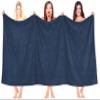 100% Cotton Oversized 40x80 Bath Sheet, Turkish Bath Towels for Bathroom Extra Large, Navy Blue Bath Sheet view 2