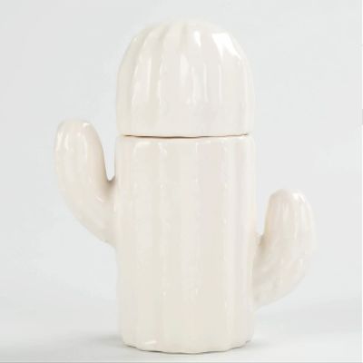 Ceramic Decorative Toothpick Holder White Cactus Shaped Toothpick Dispenser Ceramic Cotton Swab Container for Holiday Party Table Decoration