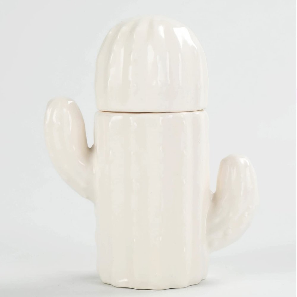 Ceramic Decorative Toothpick Holder White Cactus Shaped Toothpick Dispenser Ceramic Cotton Swab Container for Holiday Party Table Decoration
