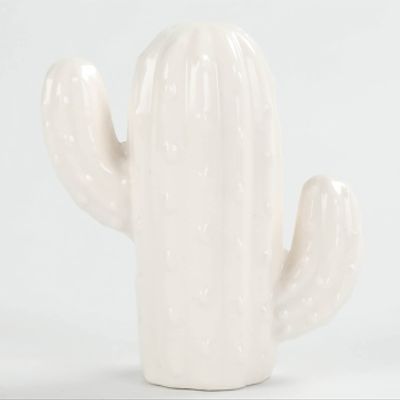 Ceramic Decorative Toothpick Holder White Cactus Shaped Toothpick Dispenser Ceramic Cotton Swab Container for Holiday Party Table Decoration