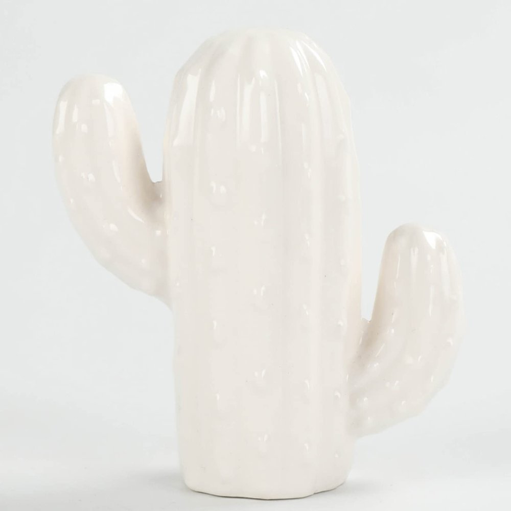 Ceramic Decorative Toothpick Holder White Cactus Shaped Toothpick Dispenser Ceramic Cotton Swab Container for Holiday Party Table Decoration