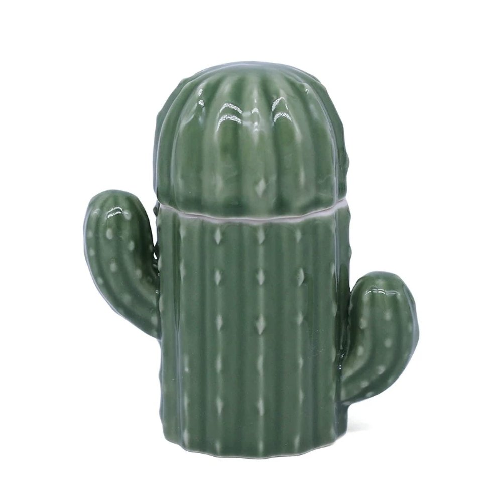 Ceramic Decorative Toothpick Holder Green Cactus Shaped Toothpick Dispenser Ceramic Cotton Swab Container for Holiday Party Table Decoration