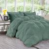 All Season 3PC Down Comforter Sets, 100% Organic Cotton 800TC 600GSM. Pinch Pleated, Breathable, Soft, Fluffy, Light Weight, Machine Washable, EXPANDED Queen Size, Moss view 1