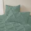 All Season 3PC Down Comforter Sets, 100% Organic Cotton 800TC 600GSM. Pinch Pleated, Breathable, Soft, Fluffy, Light Weight, Machine Washable, EXPANDED Queen Size, Moss view 2