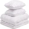 All Season 3PC Down Comforter Sets, 100% Organic Cotton 800TC 600GSM. Pinch Pleated, Breathable, Soft, Fluffy, Light Weight, Machine Washable, Regular King Size, White view 3
