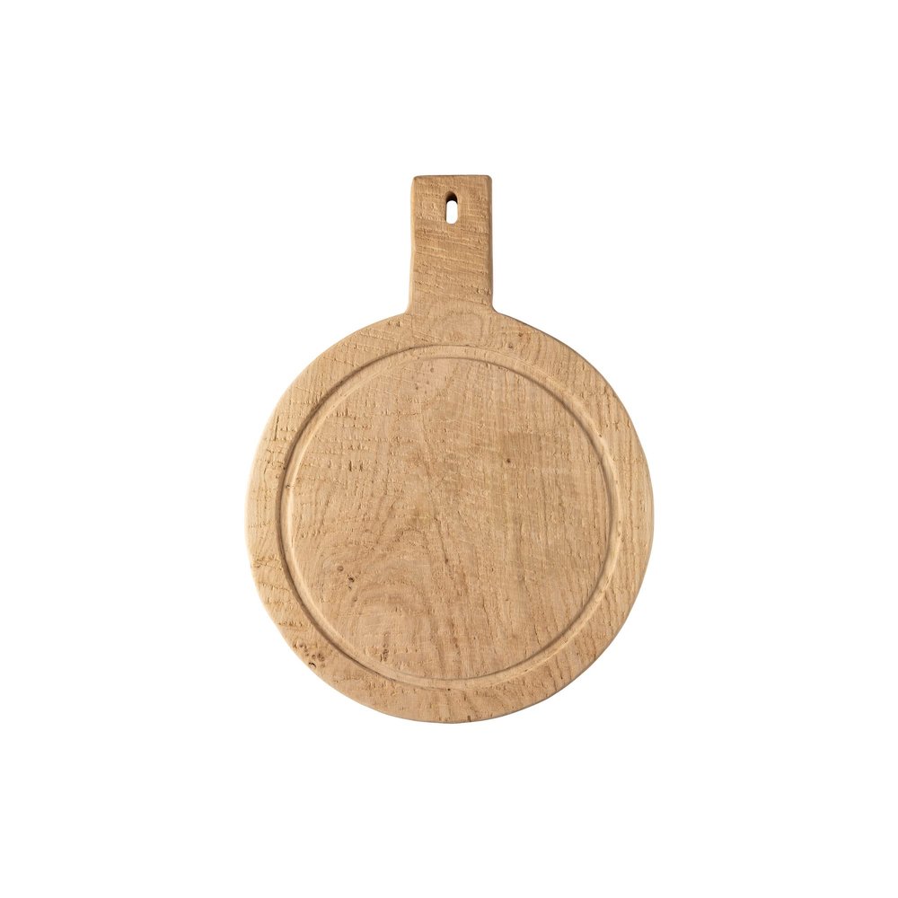 Costa Nova 16" Round Cutting and Serving Board With Handle - Plano Collection, Oak Wood | Microwave & Dishwasher Safe Dinnerware | Durable Hardwood Material | Restaurant Quality Serveware