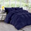 All Season 3PC Down Alternative Comforter Sets, 100% Organic Cotton 800TC 600GSM. Pinch Pleated, Breathable, Soft, Fluffy, Light Weight, Machine Washable, Oversize Queen Size, Navy Blue view 1