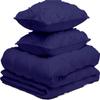 All Season 3PC Down Alternative Comforter Sets, 100% Organic Cotton 800TC 600GSM. Pinch Pleated, Breathable, Soft, Fluffy, Light Weight, Machine Washable, Oversize Queen Size, Navy Blue view 3