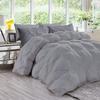 All Season 3PC Down Alternative Comforter Sets, 100% Organic Cotton 800TC 600GSM. Pinch Pleated, Breathable, Soft, Fluffy, Light Weight, Machine Washable, Oversize King Size, Silver Grey view 1