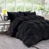 All Season 3PC Down Alternative Comforter Sets, 100% Organic Cotton 800TC 600GSM. Pinch Pleated, Breathable, Soft, Fluffy, Light Weight, Machine Washable, Twin XL Size, Black view 1