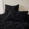 All Season 3PC Down Alternative Comforter Sets, 100% Organic Cotton 800TC 600GSM. Pinch Pleated, Breathable, Soft, Fluffy, Light Weight, Machine Washable, Twin XL Size, Black view 2