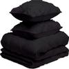 All Season 3PC Down Alternative Comforter Sets, 100% Organic Cotton 800TC 600GSM. Pinch Pleated, Breathable, Soft, Fluffy, Light Weight, Machine Washable, Twin XL Size, Black view 3