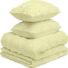 All Season 3PC Down Alternative Comforter Sets, 100% Organic Cotton 800TC 600GSM. Pinch Pleated, Breathable, Soft, Fluffy, Light Weight, Machine Washable, Queen Size, Ivory view 3