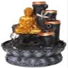 Beautiful Fountain Statue of Golden Budha with White Flower for Home and Office Decoration, Made up of Poly-Resin and Marble Powder view 1