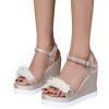 ZBYY Women's Wedges Sandals Ankle Strap Pearl Floral Casual Summer Dressy Platform Sandals Soft Open Toe Wedge Shoes view 1