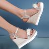 ZBYY Women's Wedges Sandals Ankle Strap Pearl Floral Casual Summer Dressy Platform Sandals Soft Open Toe Wedge Shoes view 2
