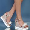 ZBYY Women's Wedges Sandals Ankle Strap Pearl Floral Casual Summer Dressy Platform Sandals Soft Open Toe Wedge Shoes view 3
