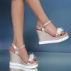 ZBYY Women's Wedges Sandals Ankle Strap Pearl Floral Casual Summer Dressy Platform Sandals Soft Open Toe Wedge Shoes view 4