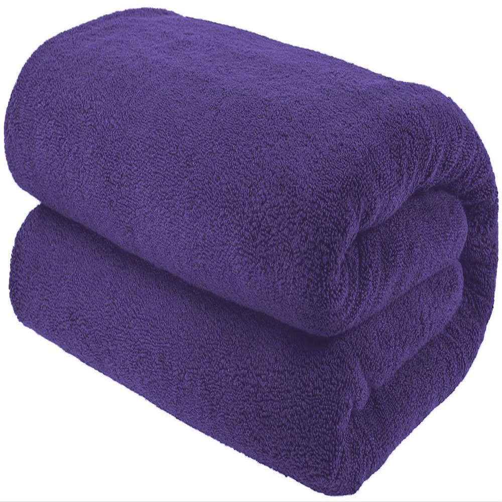 100% Cotton Oversized 40x80 Bath Sheet, Turkish Bath Towels for Bathroom Extra Large, Purple Bath Sheet