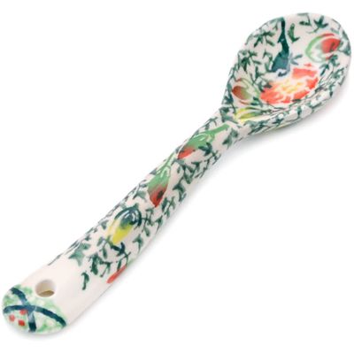 Polmedia Polish Pottery Spoon UNIKAT - Candid Carnation Pattern Handmade in Boleslawiec Poland + Certificate of Authenticity