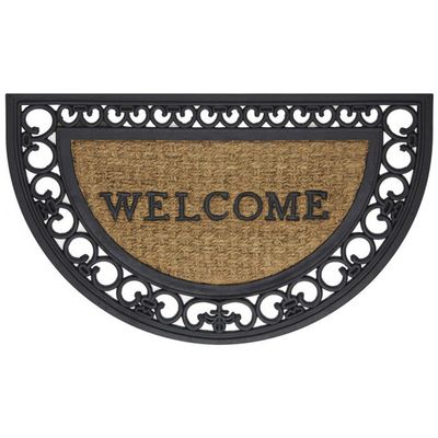 1 Pc of WRM1830FS6 Wrought Iron Rubber Mat Fleur De Lis Slice 18 X 30