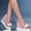 ZBYY Women's Wedges Sandals Ankle Strap Pearl Floral Casual Summer Dressy Platform Sandals Soft Open Toe Wedge Shoes view 3
