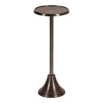 Kate and Laurel Sanzo Modern Pedestal Drink Table, 9 x 9 x 23, Bronze, Decorative End Table with Hammered Tabletop