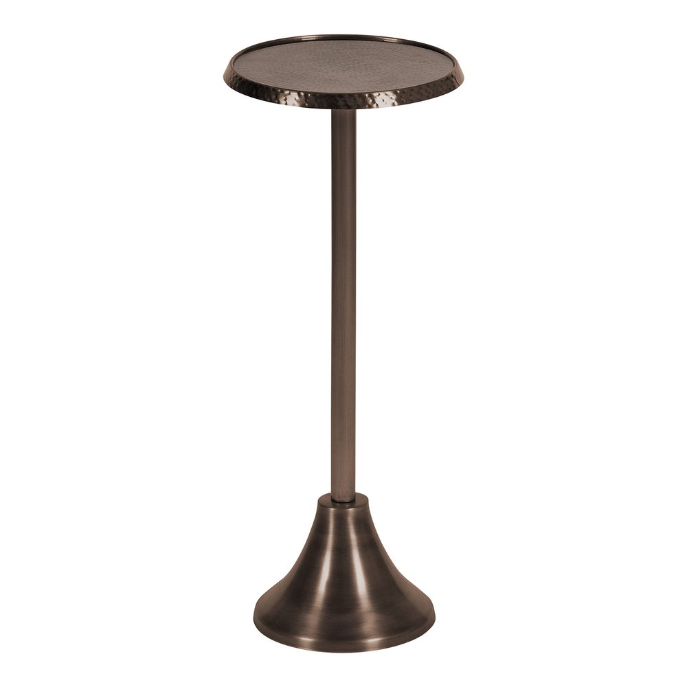 Kate and Laurel Sanzo Modern Pedestal Drink Table, 9 x 9 x 23, Bronze, Decorative End Table with Hammered Tabletop