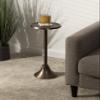 Kate and Laurel Sanzo Modern Pedestal Drink Table, 9 x 9 x 23, Bronze, Decorative End Table with Hammered Tabletop view 2