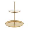Kate and Laurel Laranya Modern Two Tier Tray; 12 x 12 x 15; White and Gold; Decorative Round Multi Tiered Tray for Display and Storage view 1
