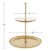 Kate and Laurel Laranya Modern Two Tier Tray; 12 x 12 x 15; White and Gold; Decorative Round Multi Tiered Tray for Display and Storage view 2