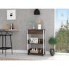 FM FURNITURE Dundee Kitchen Cart with 1 Drawer, 4 Casters, and 2 Open Shelves, White/Dark Walnut view 1