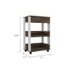 FM FURNITURE Dundee Kitchen Cart with 1 Drawer, 4 Casters, and 2 Open Shelves, White/Dark Walnut view 3
