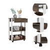 FM FURNITURE Dundee Kitchen Cart with 1 Drawer, 4 Casters, and 2 Open Shelves, White/Dark Walnut view 4
