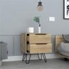 FM FURNITURE Nuvo 22-inch Tall Nightstand, 2 Drawers, and Hairpin Legs, Light Oak view 2