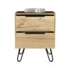 FM FURNITURE Nuvo 22-inch Tall Nightstand, 2 Drawers, and Hairpin Legs, Light Oak view 4