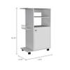 FM FURNITURE Columba Kitchen Cart with Single Door Cabinet, 2 Open Shelves, and 4 Caster Wheels, White view 3