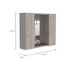 FM FURNITURE Draco Medicine Cabinet with Mirror, Double Door, and 1 External Shelf, Light Gray view 2