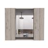 FM FURNITURE Draco Medicine Cabinet with Mirror, Double Door, and 1 External Shelf, Light Gray view 3