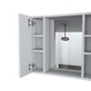 FM FURNITURE Draco Medicine Cabinet with Mirror, Double Door, and 1 External Shelf, White view 4